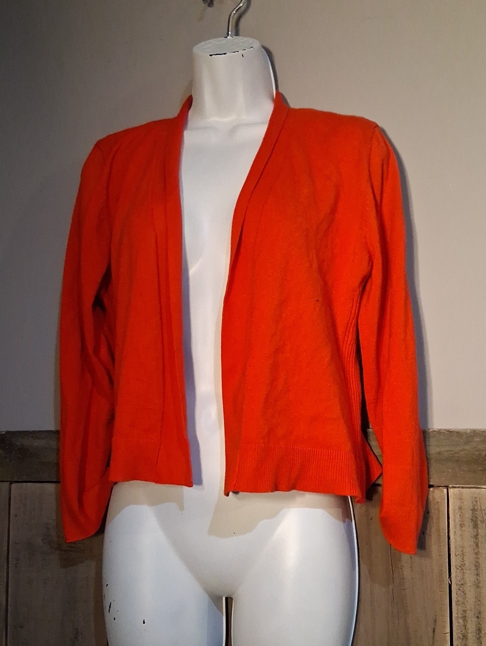 89th & Madison Vibrant Orange Open-Front Knit Blazer